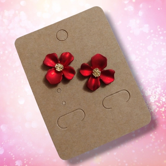 Elegant Red Flower Earrings - Picture 1 of 3